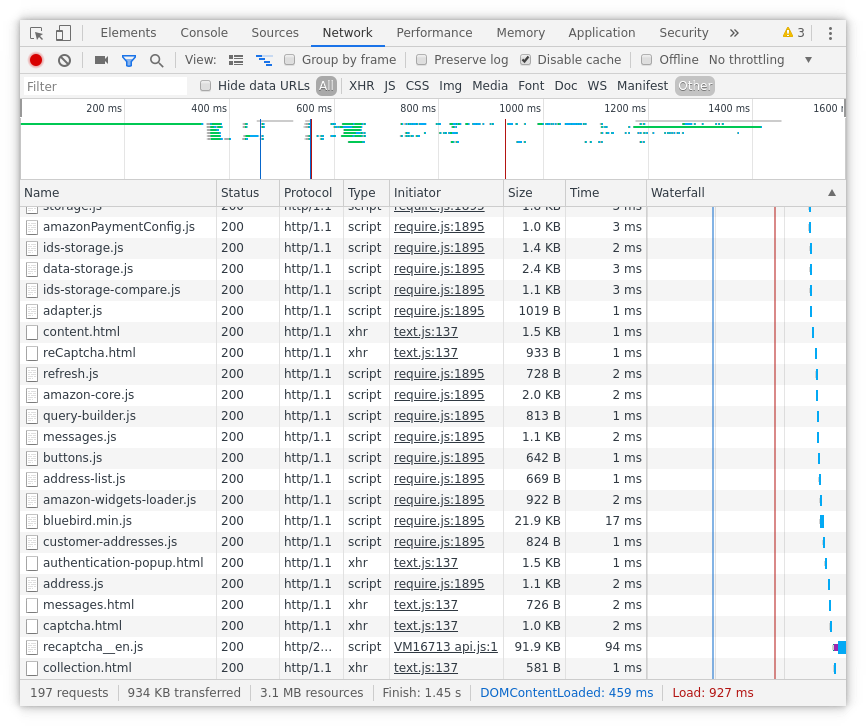 btrfs first load of contact page devtools